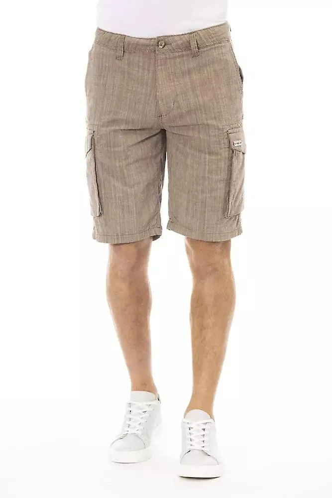 Baldinini trend men's brown cotton cargo shorts