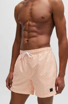 Bañador en tejido de secado rápido con microestampado y logo