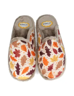 BioRelax - Zapatillas Casa Hojas Otoño Beige