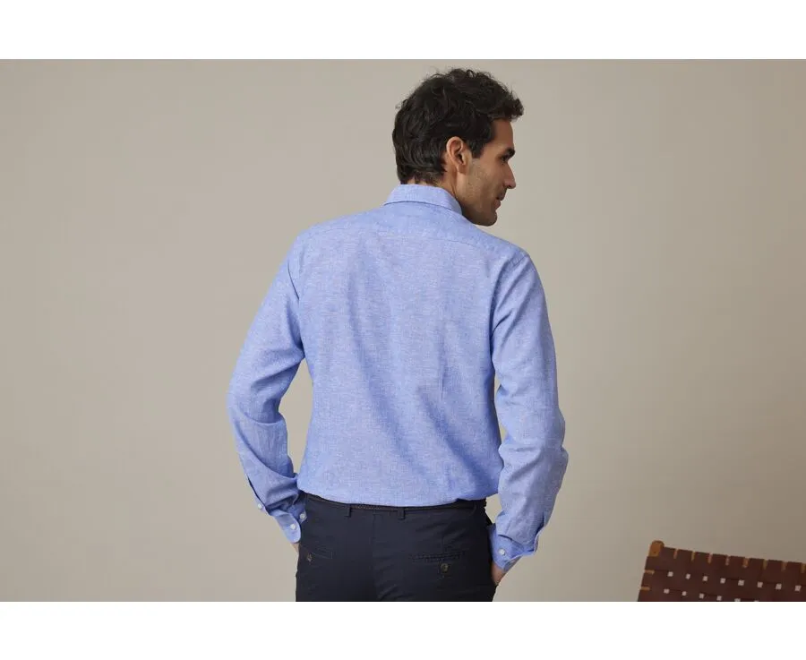 BLUE CHAMBRAY & OCEAN COTTON LINEN SHIRT  SILBERT