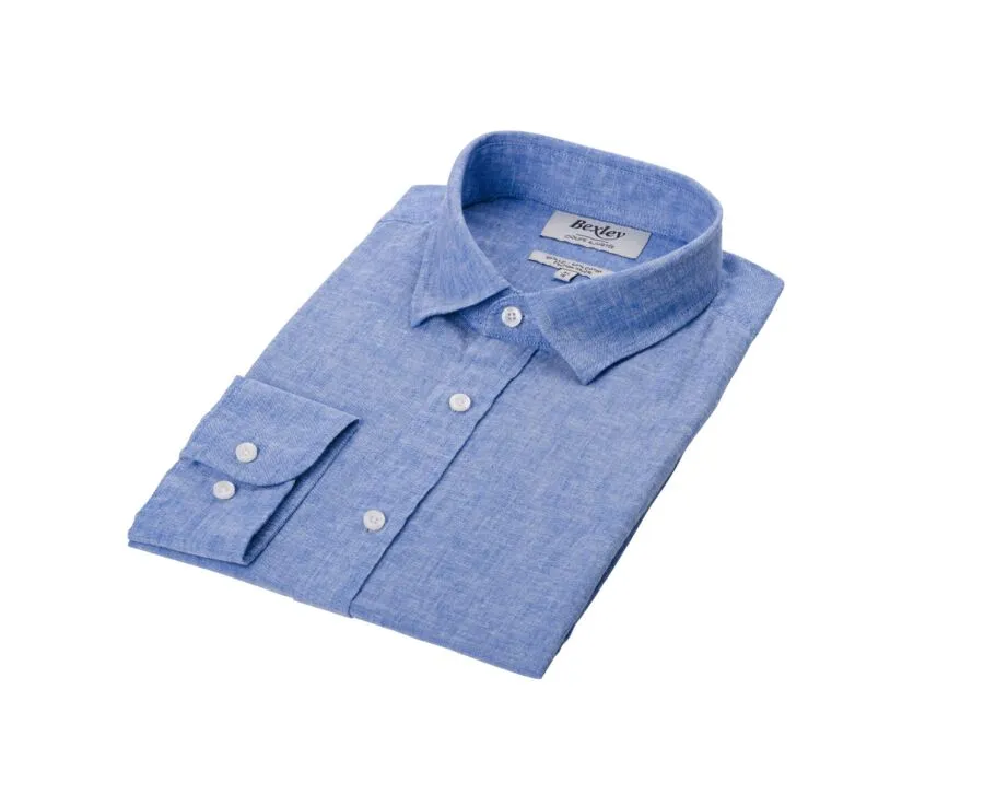 BLUE CHAMBRAY & OCEAN COTTON LINEN SHIRT  SILBERT