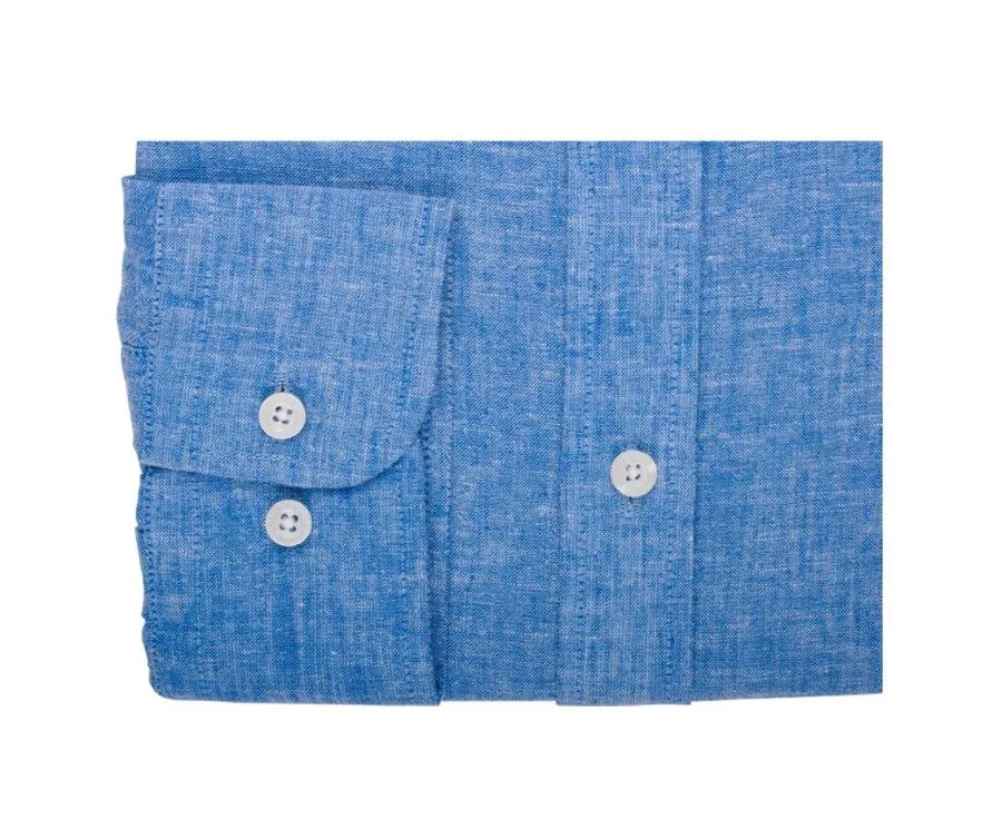 BLUE CHAMBRAY & OCEAN COTTON LINEN SHIRT  SILBERT