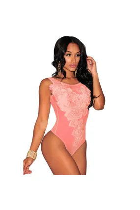 Body tipo tanga en voile y tul bordado