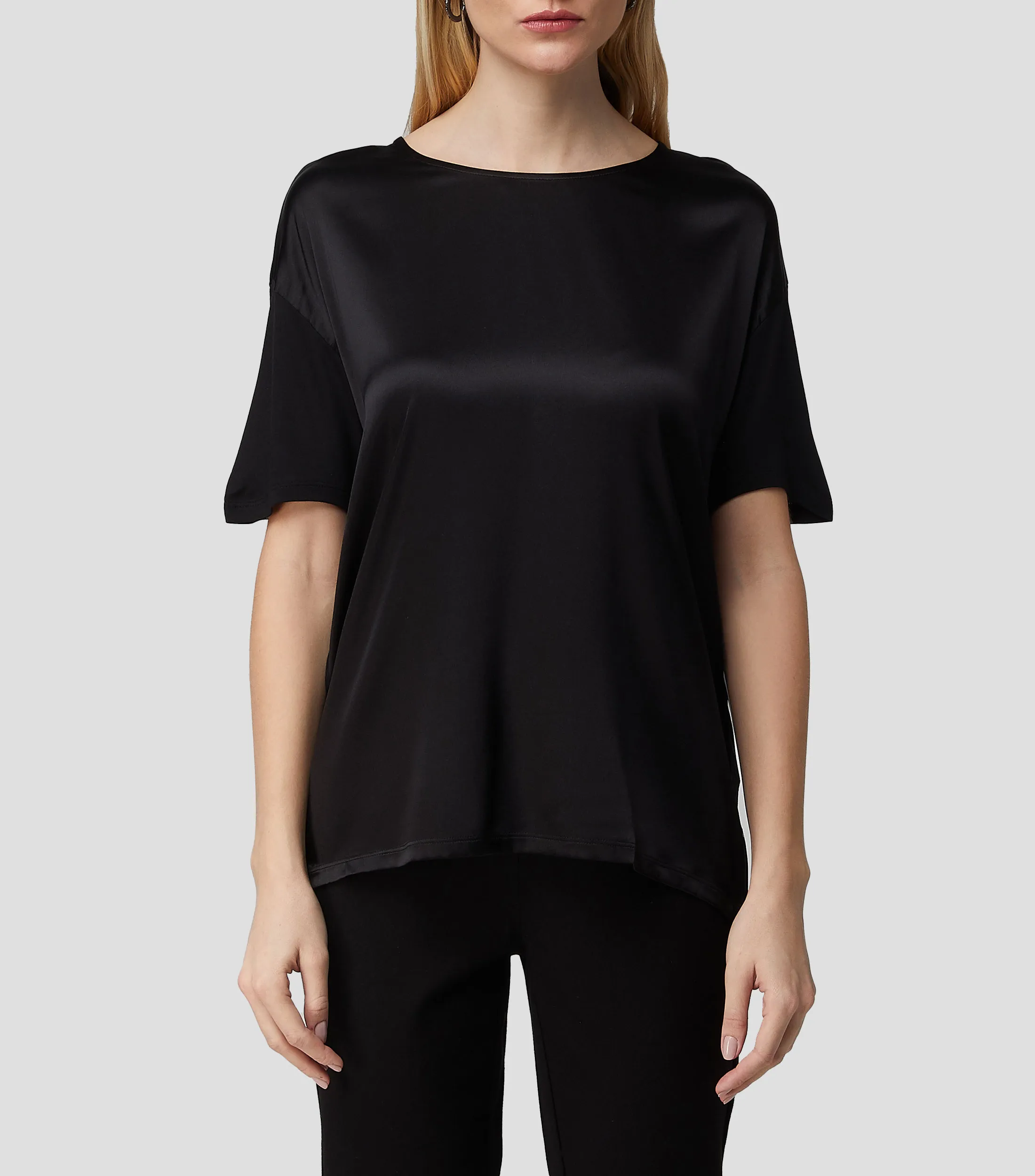Boss Playera de punto mercerizado con parte delantera de seda elástica Mujer