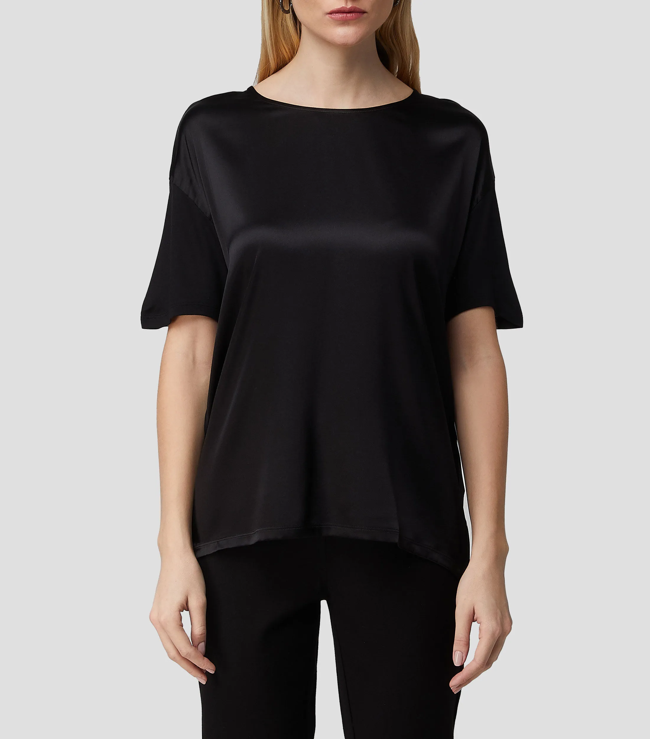 Boss Playera de punto mercerizado con parte delantera de seda elástica Mujer