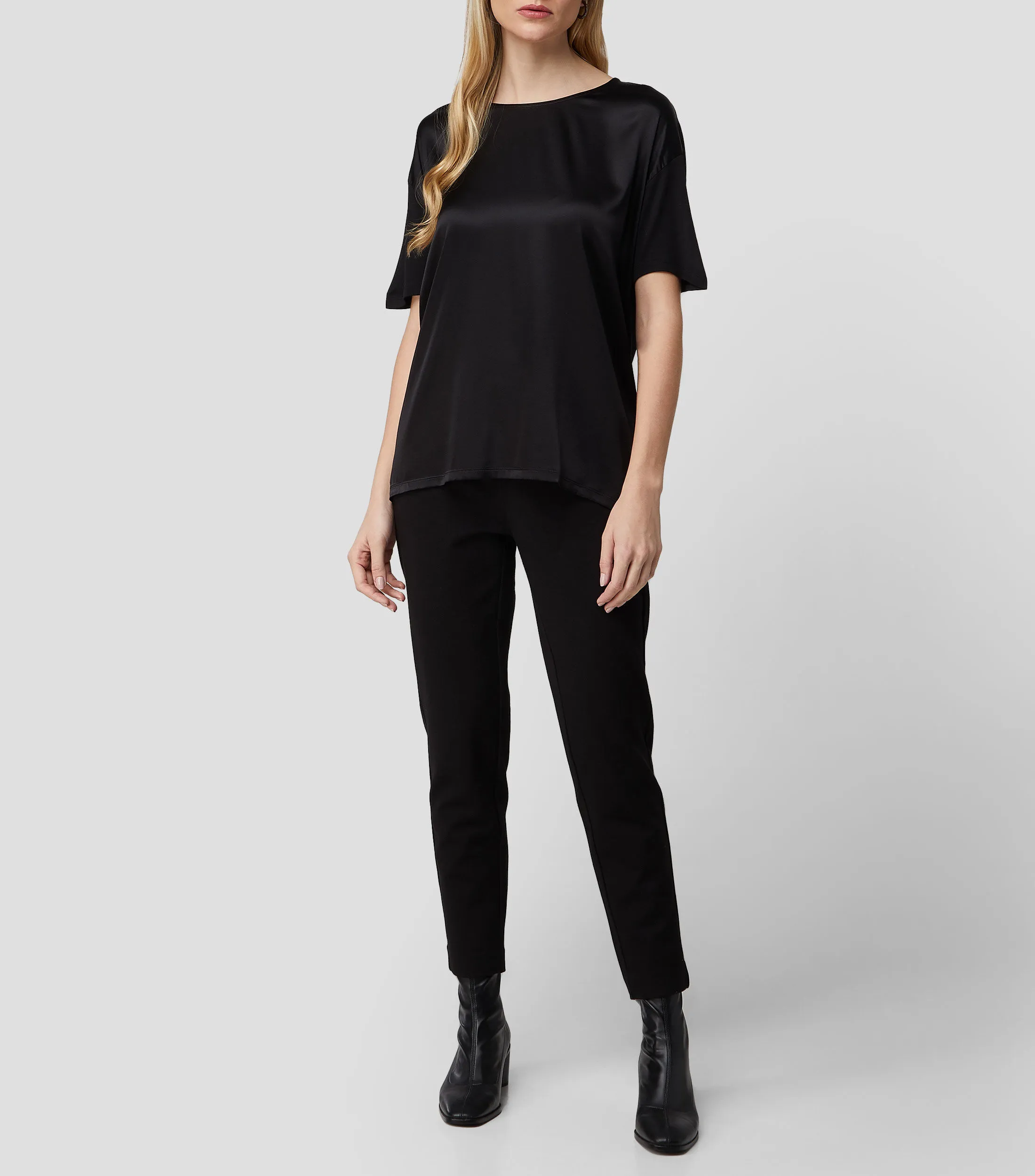 Boss Playera de punto mercerizado con parte delantera de seda elástica Mujer