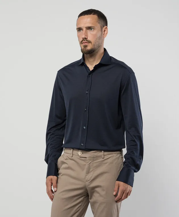 Brunello Cucinelli Blue shirt with silk