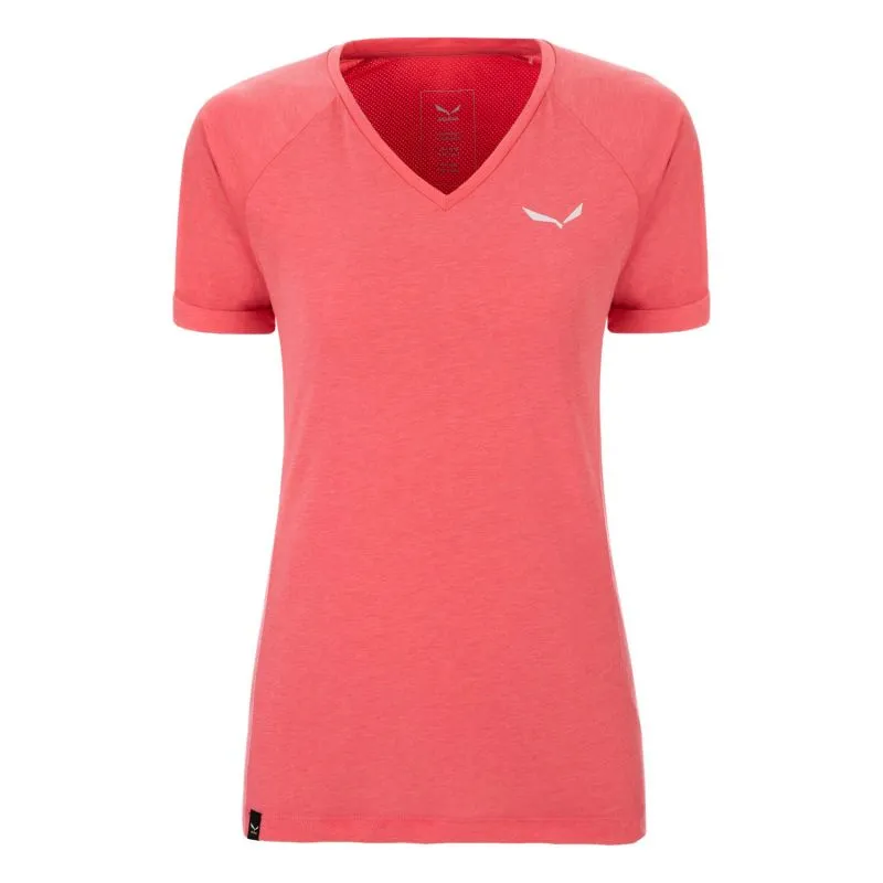 CAMISETA DE MUJER SALEWA PUEZ MEL DRY VNECK (CORAL CALIPSO)
