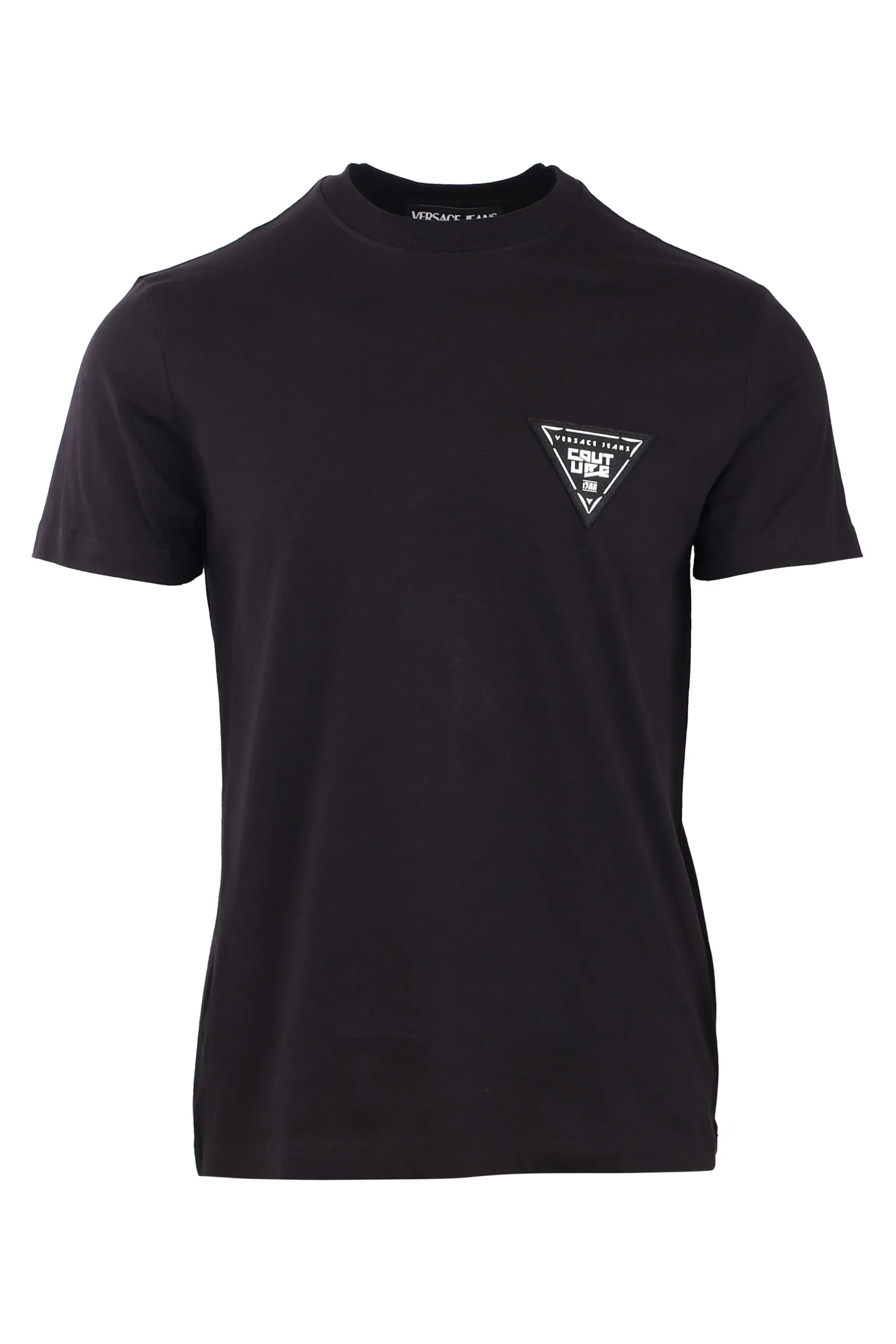 Camiseta negra con logo en triangulo pequeño