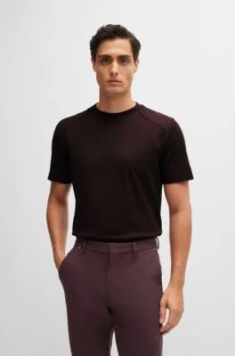 Camiseta regular fit en tejido antidesgarros de algodón con ribetes lisos