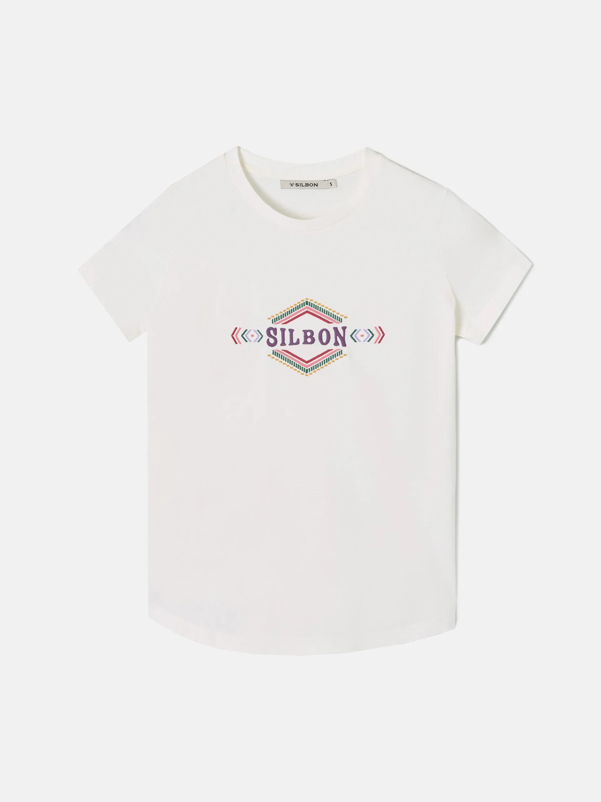 Camiseta woman bordado silbon etnico blanca