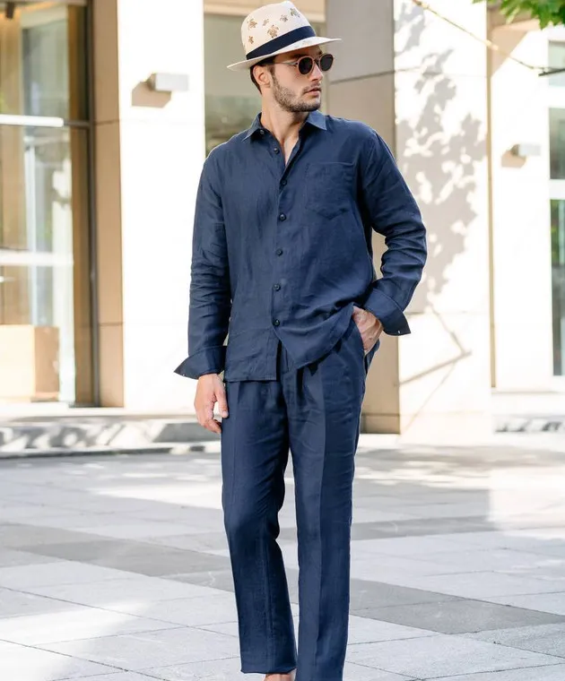 Cashmere&Whiskey Blue linen shirt