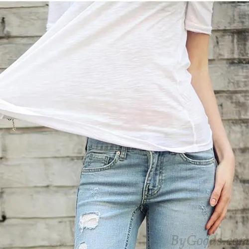 CASUAL SIMPLE SOLID ROUND NECK COTTON SHORT SLEEVE TSHIRT 