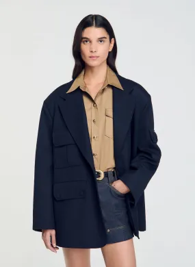 Chaqueta de traje con cuello sastre en azul
