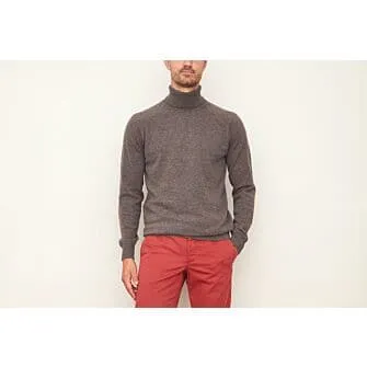 CHOCOLATE MELANGE WOOL ROLLNECK JUMPER  EMERSTON