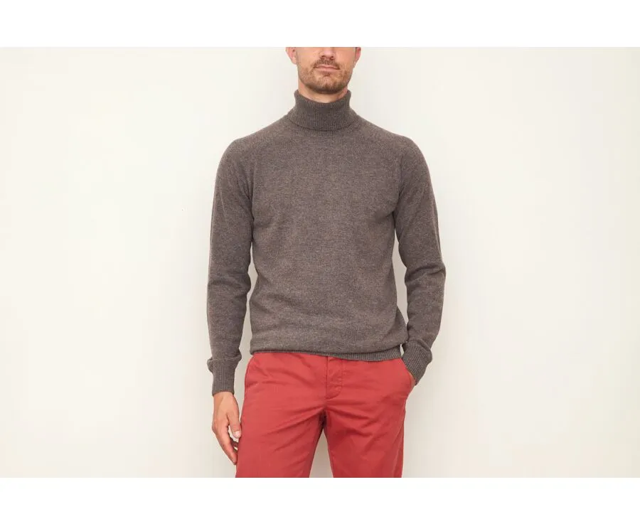 CHOCOLATE MELANGE WOOL ROLLNECK JUMPER  EMERSTON