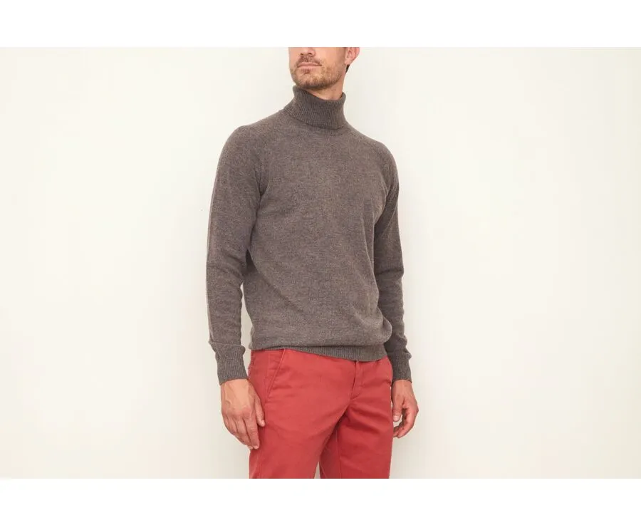 CHOCOLATE MELANGE WOOL ROLLNECK JUMPER  EMERSTON