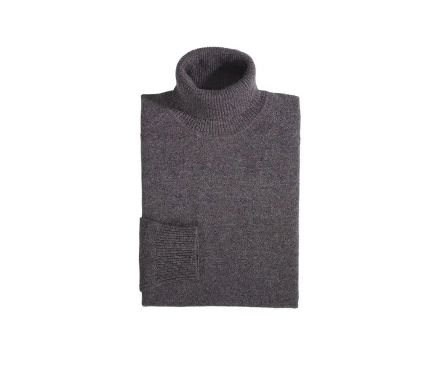 CHOCOLATE MELANGE WOOL ROLLNECK JUMPER  EMERSTON