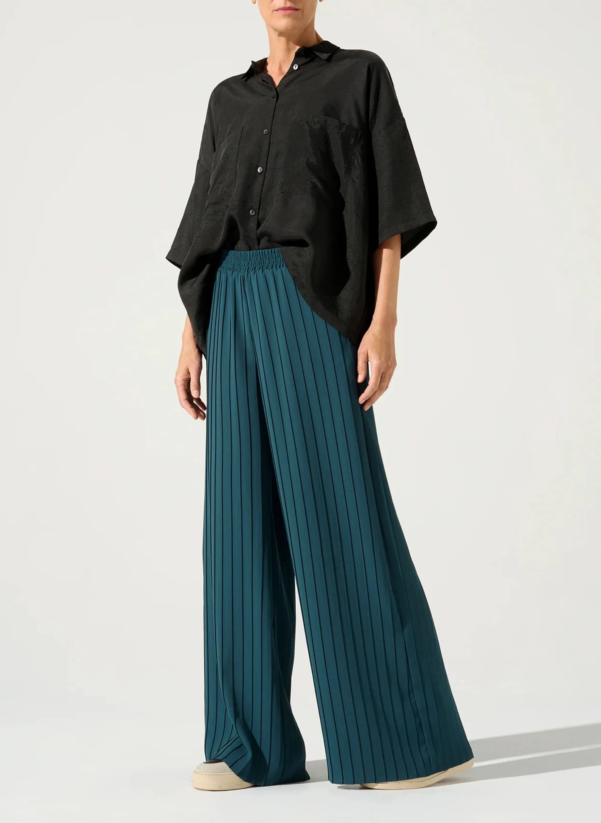 COTELAC Pantalón ancho plisado en azul