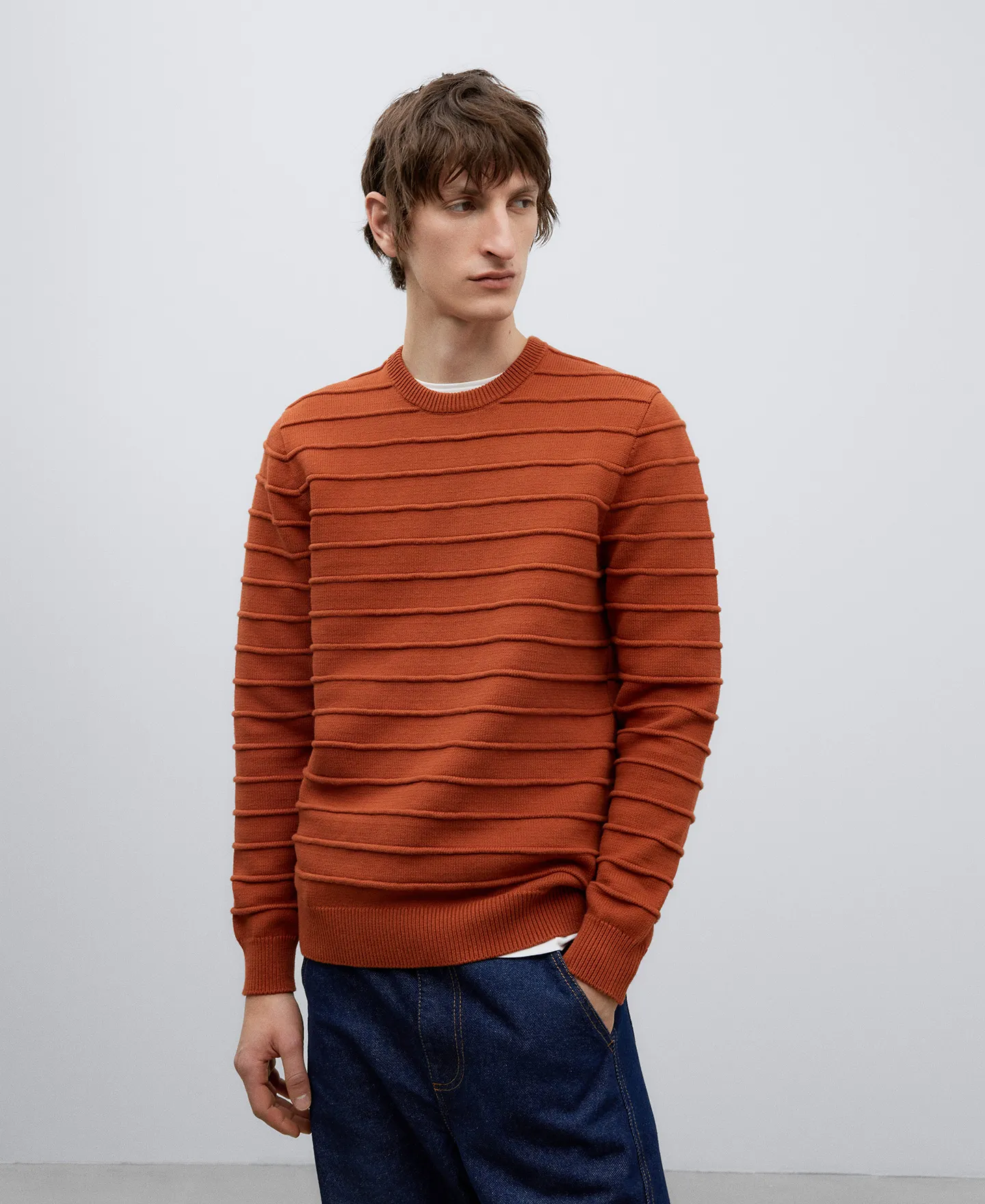Cotton ribbed sweater for man