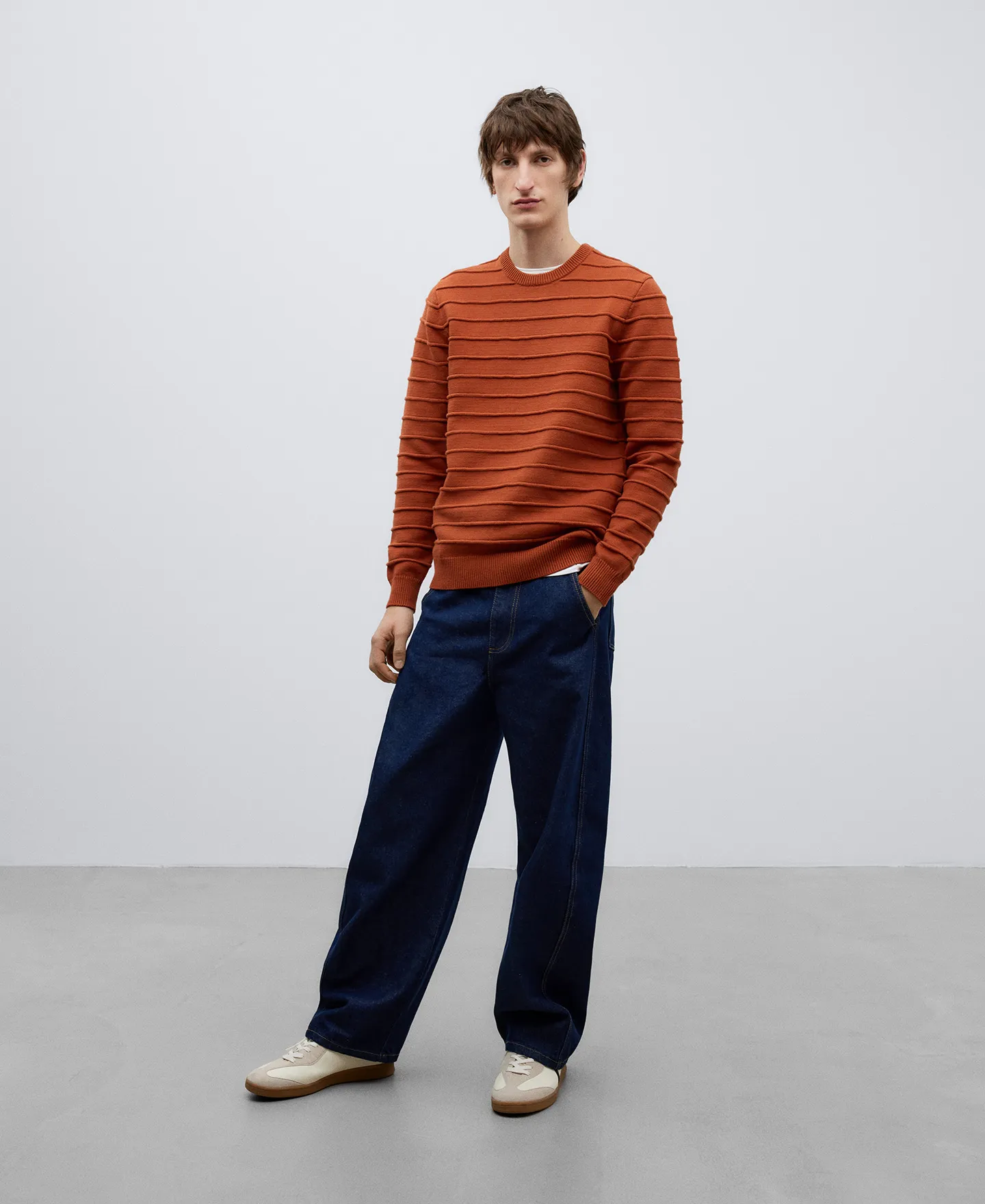 Cotton ribbed sweater for man