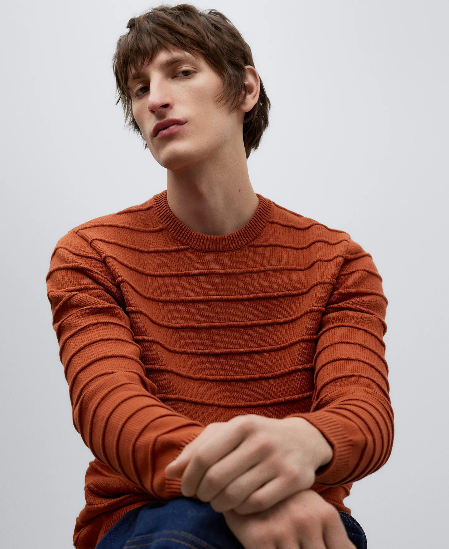 Cotton ribbed sweater for man
