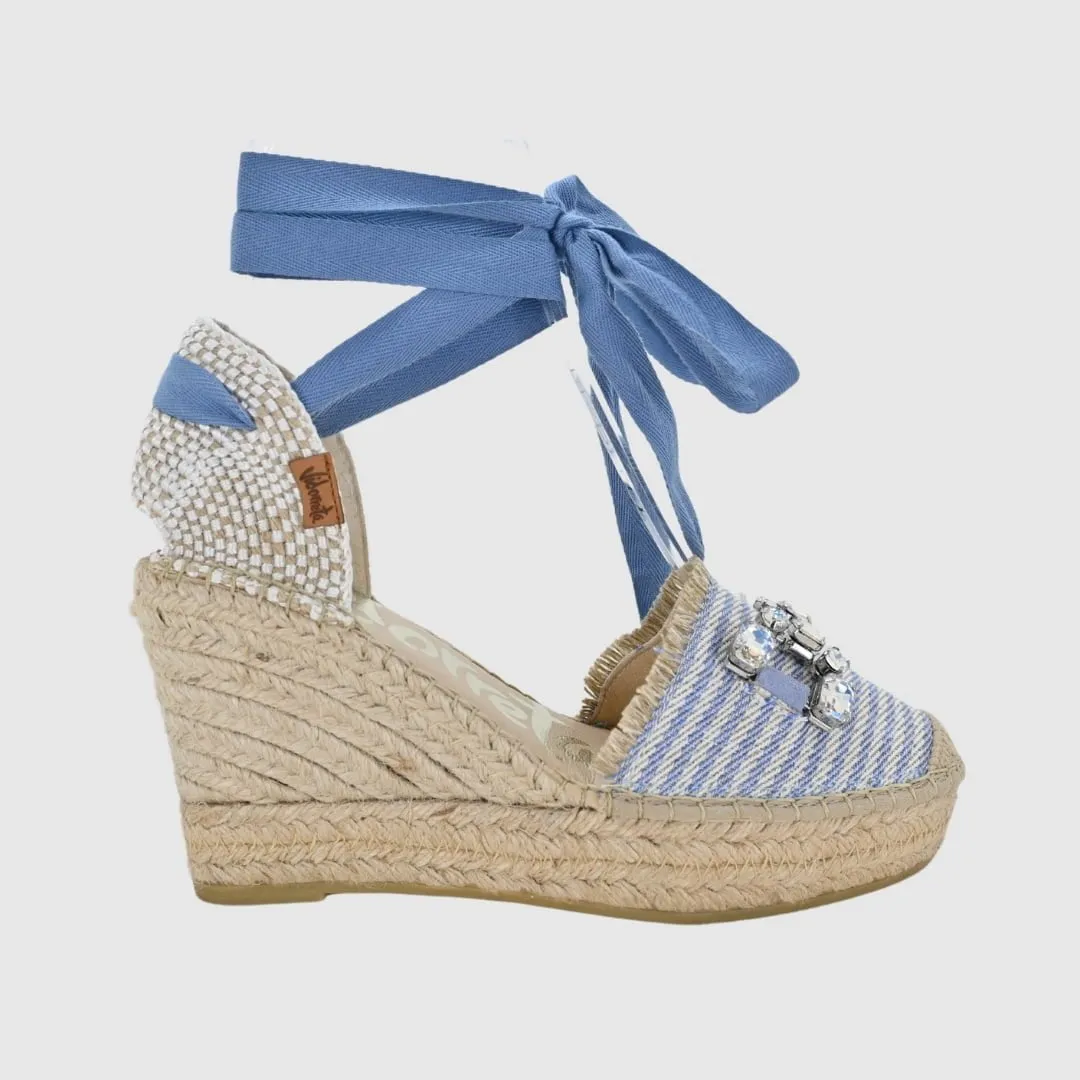 Cuñas estilo jean con pedrería | Vidorreta
