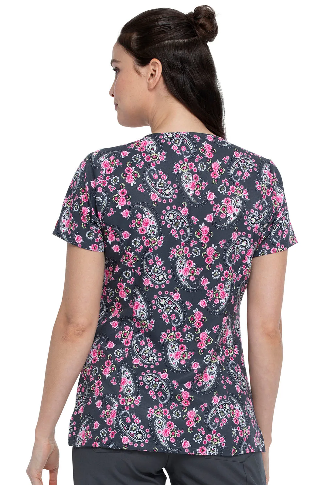 DICKIES VNECK TOP IN CRAZY FOR PAISLEY