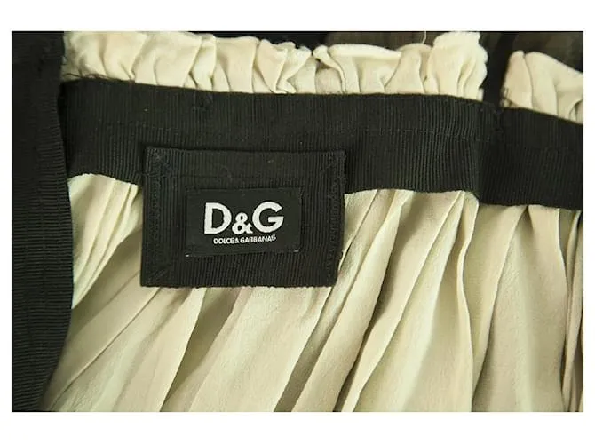 Dolce & Gabbana D&G Minifalda plisada de seda blanca y negra Talla 42 Negro 