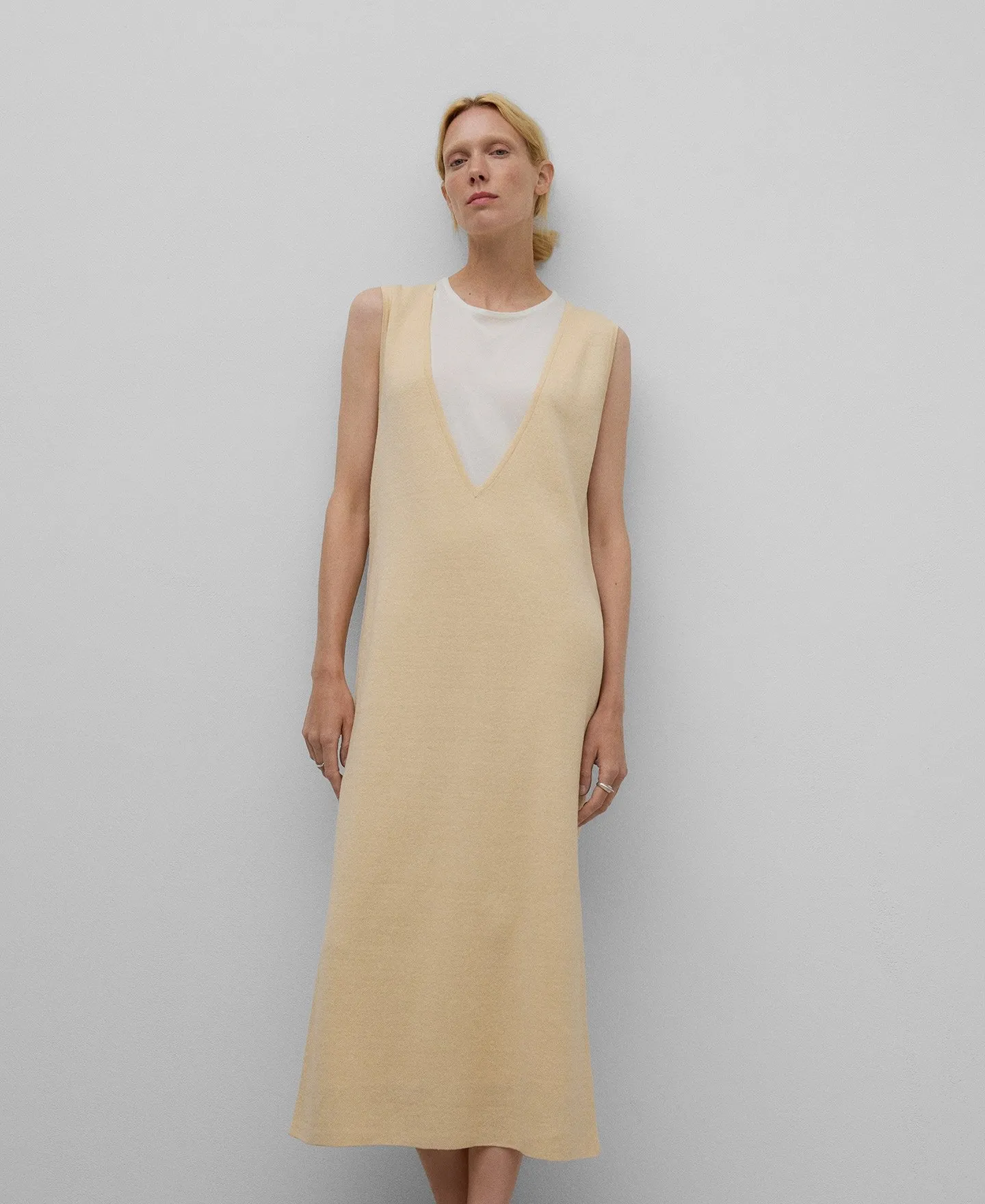 Double linen cotton dress woman