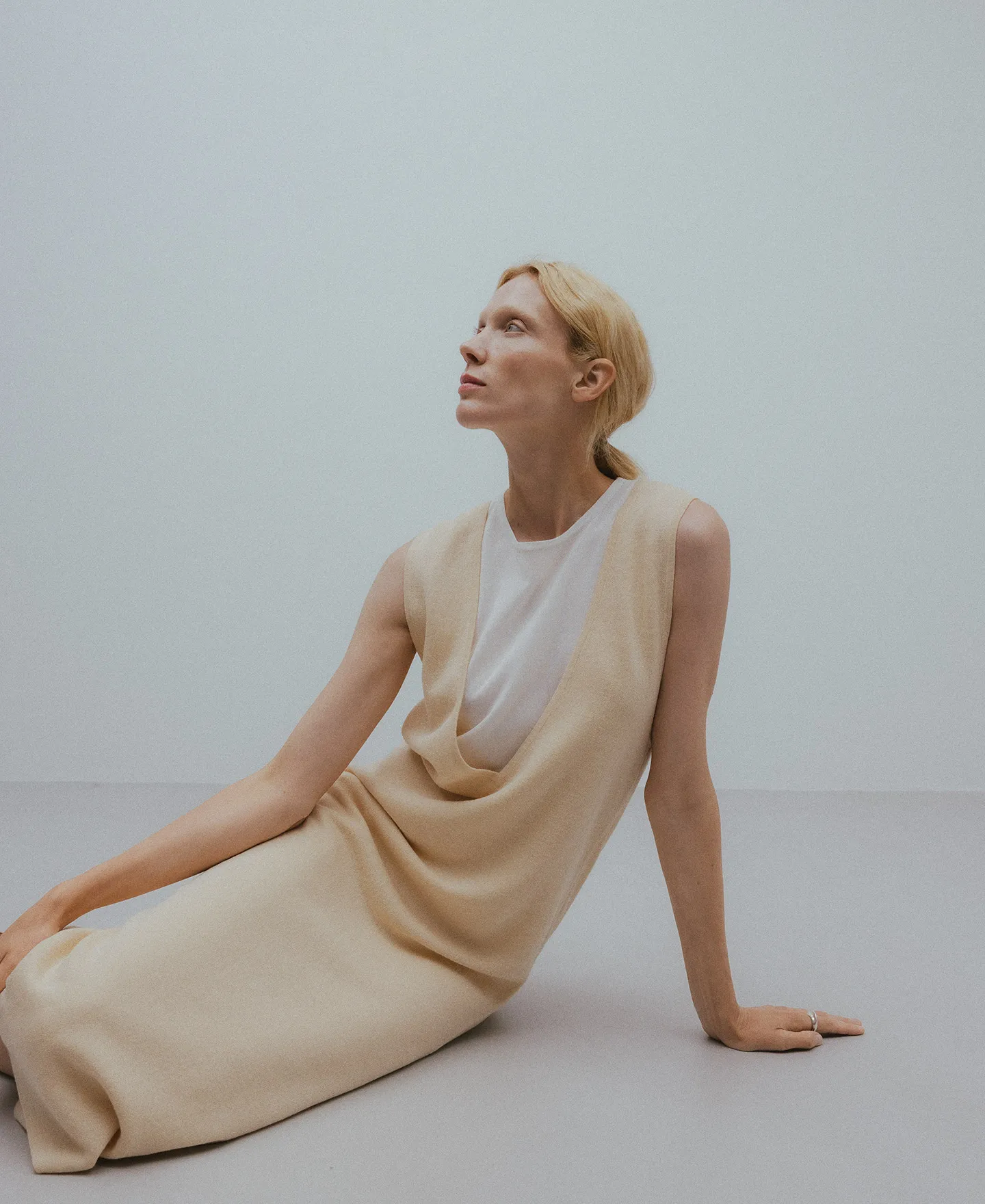 Double linen cotton dress woman