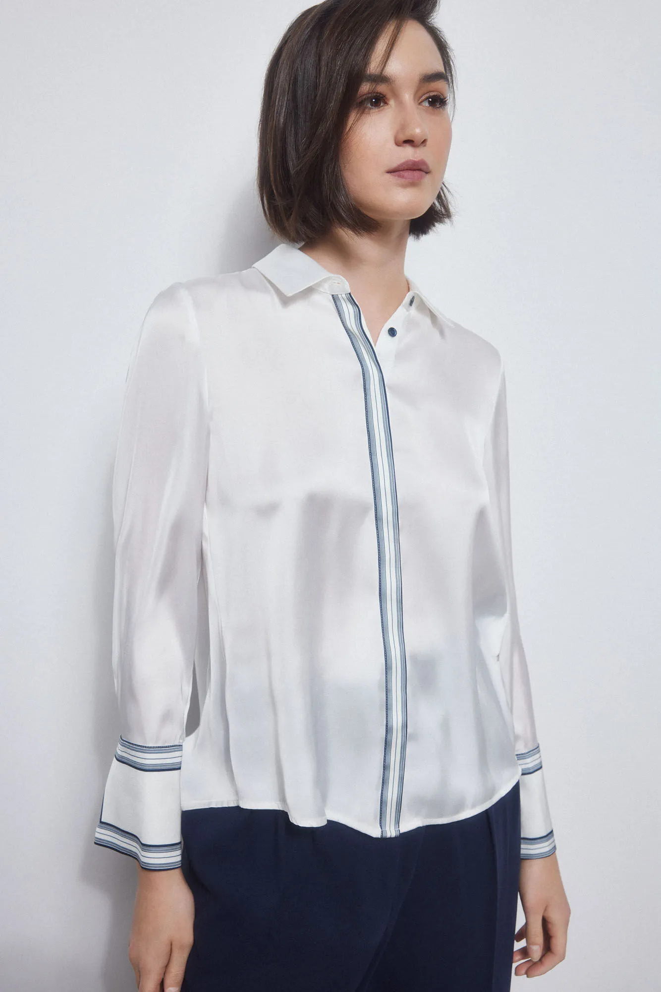 Fluid satin finish shirt.