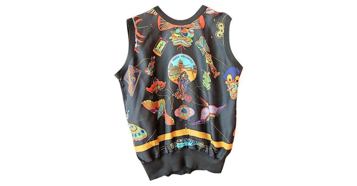 Hermès Camiseta sin mangas de seda Multicolor 