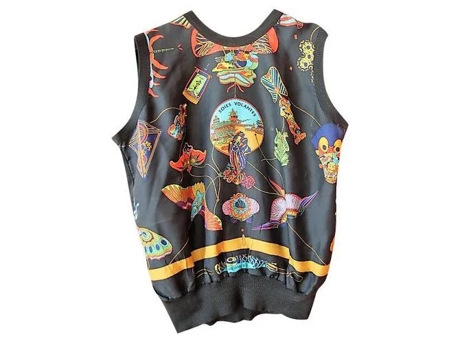 Hermès Camiseta sin mangas de seda Multicolor 
