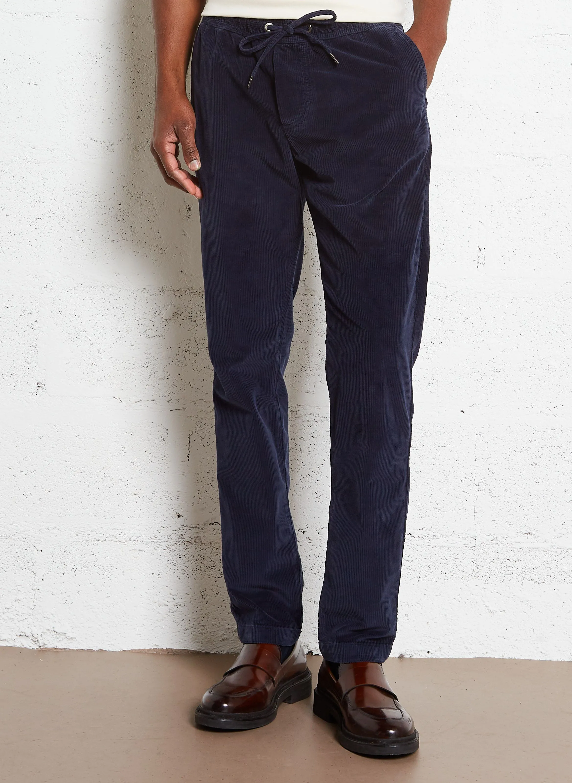 IKKS Pantalón recto de pana de algodón mezclado en azul