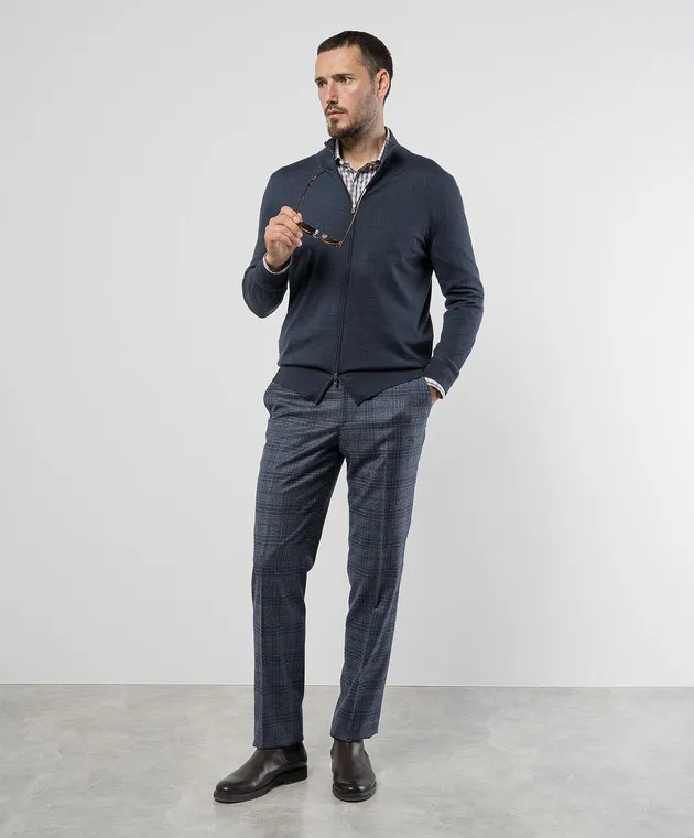 ISAIA White checkered shirt with logo patch