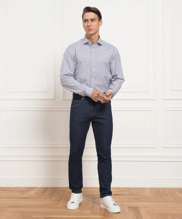ISAIA White plaid shirt