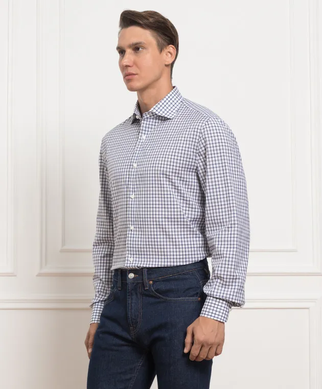 ISAIA White plaid shirt