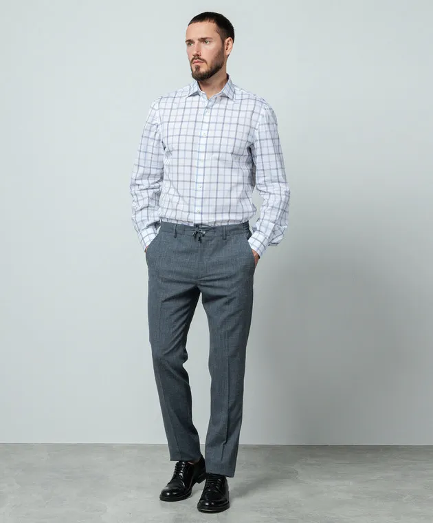 ISAIA White shirt in a checkered pattern