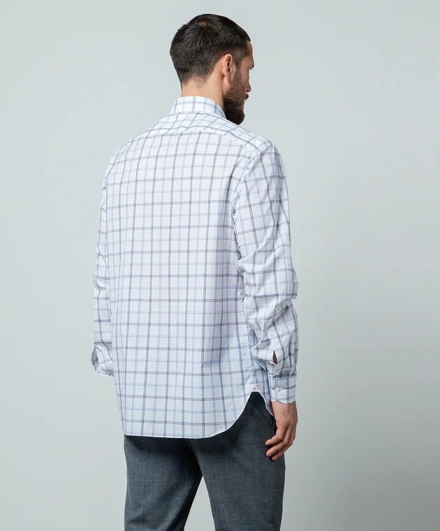 ISAIA White shirt in a checkered pattern