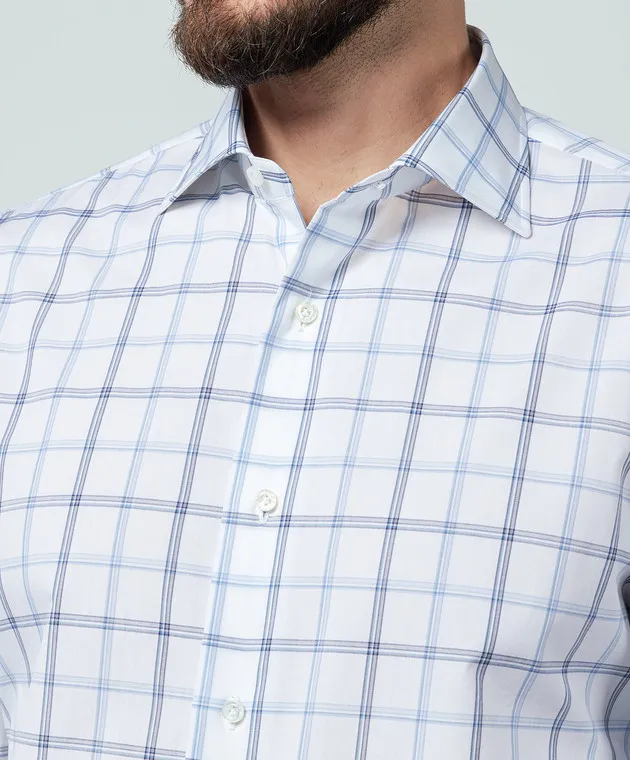 ISAIA White shirt in a checkered pattern