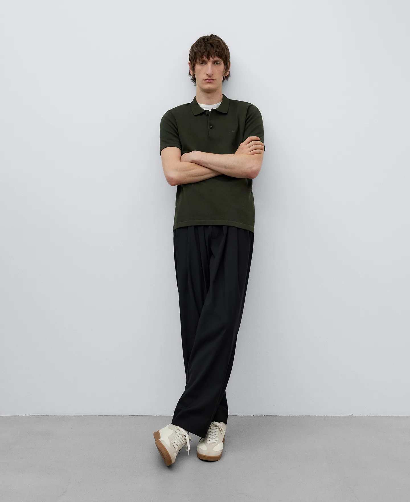 Knitted cotton polo shirt man