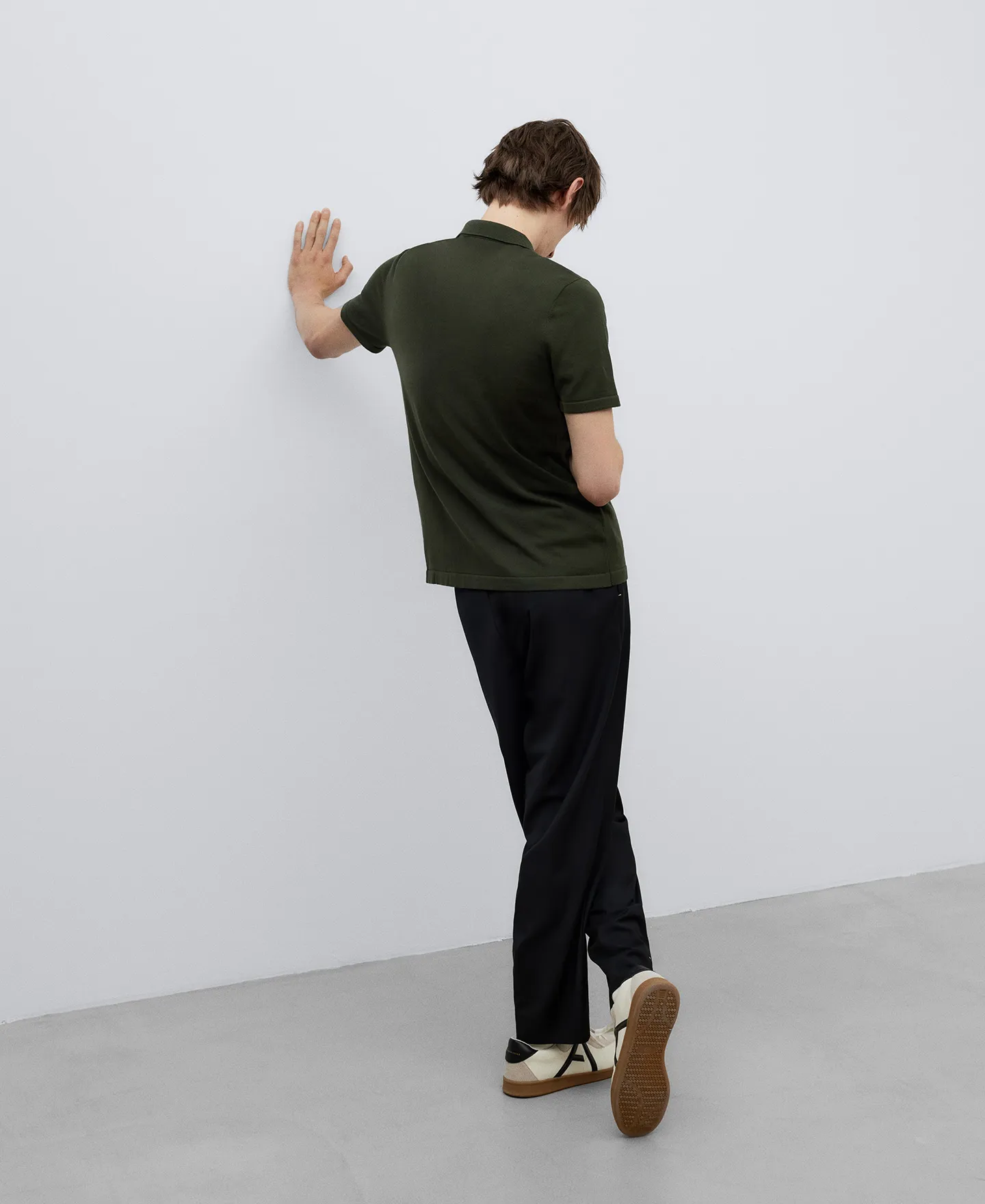 Knitted cotton polo shirt man