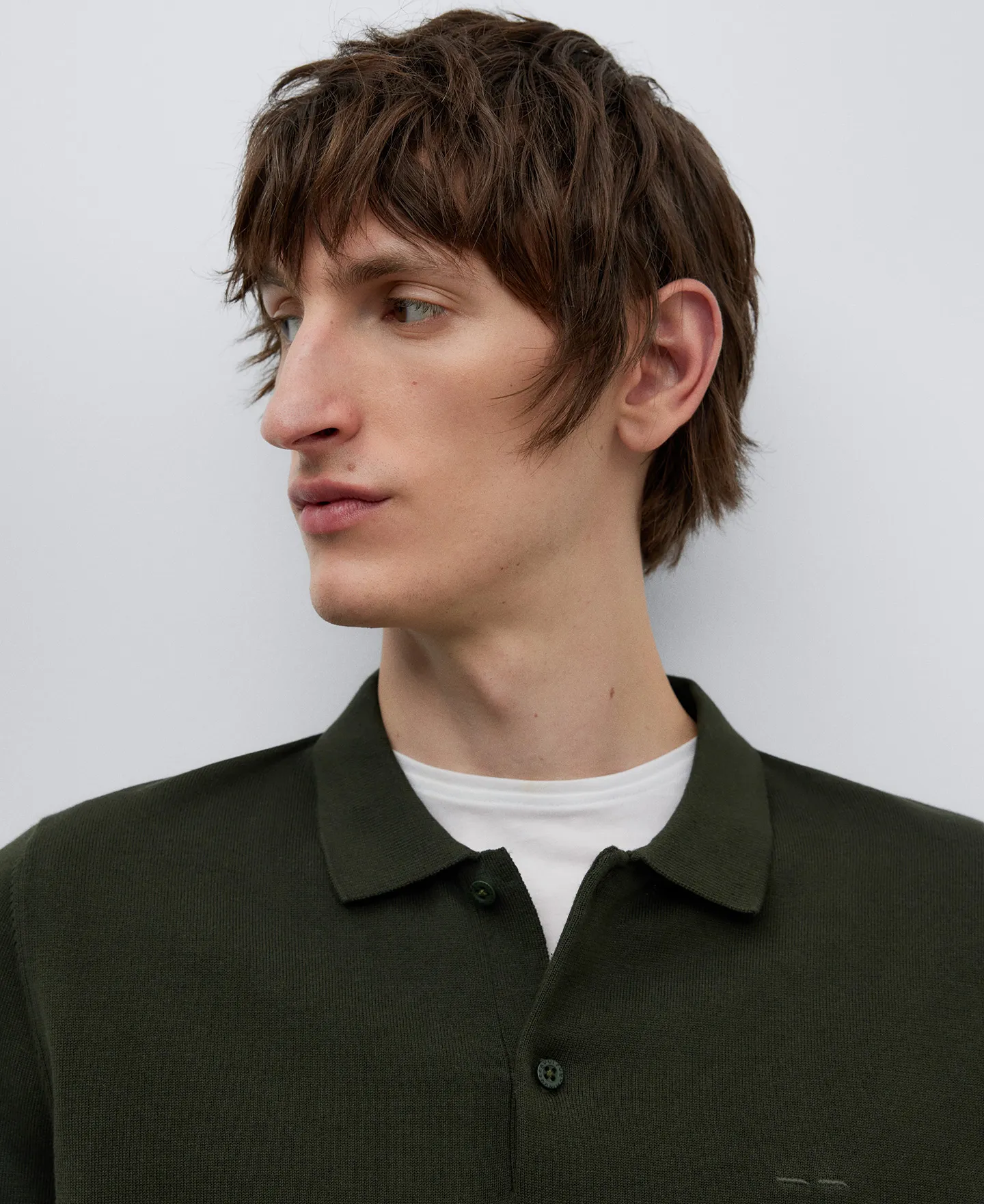 Knitted cotton polo shirt man