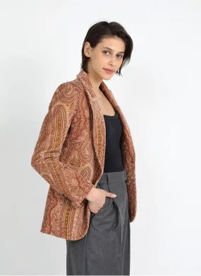 LAURENCE - Chaqueta sastre de algodón con motivo cachemir en marron
