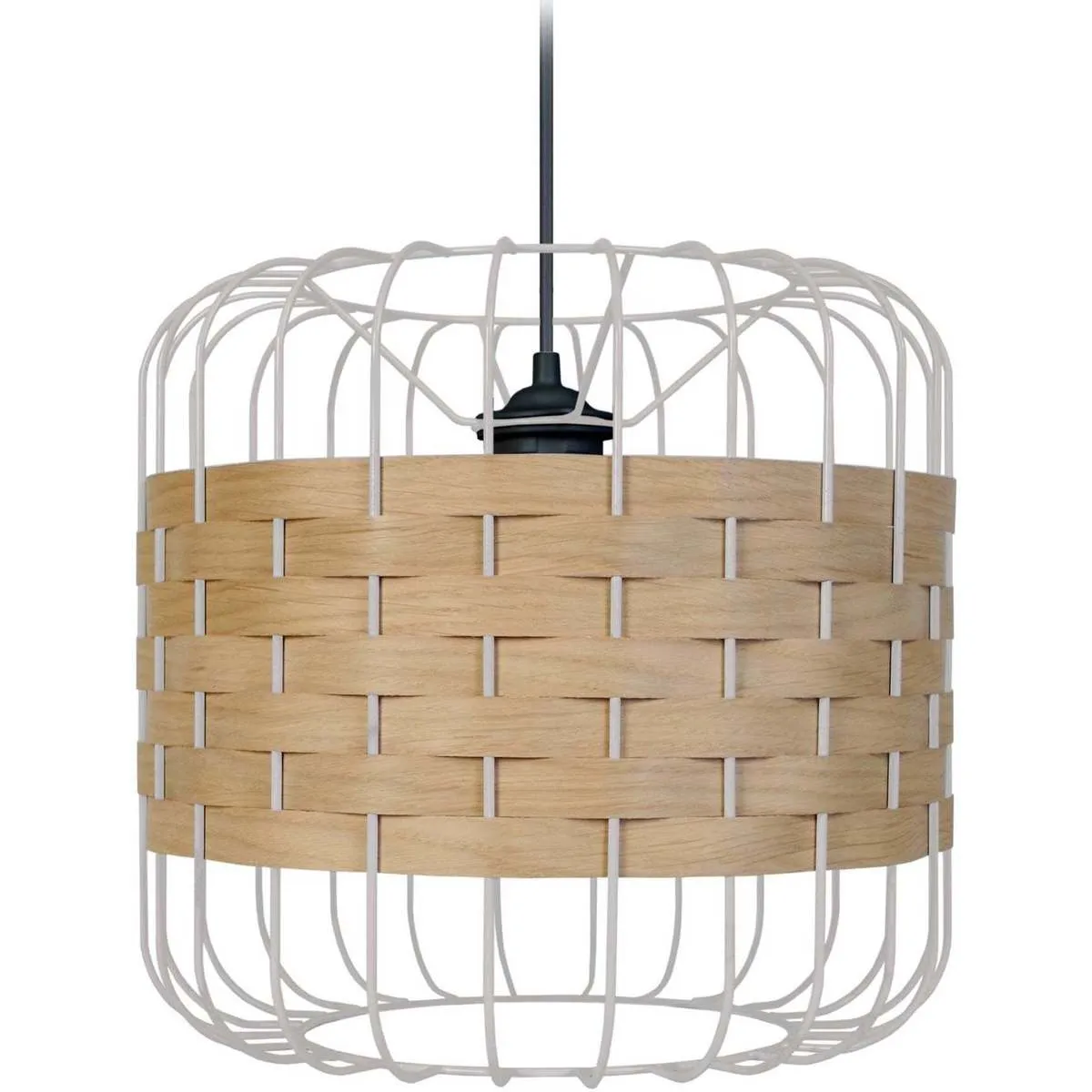 Lámpara colgante redondo metal taupe y natural