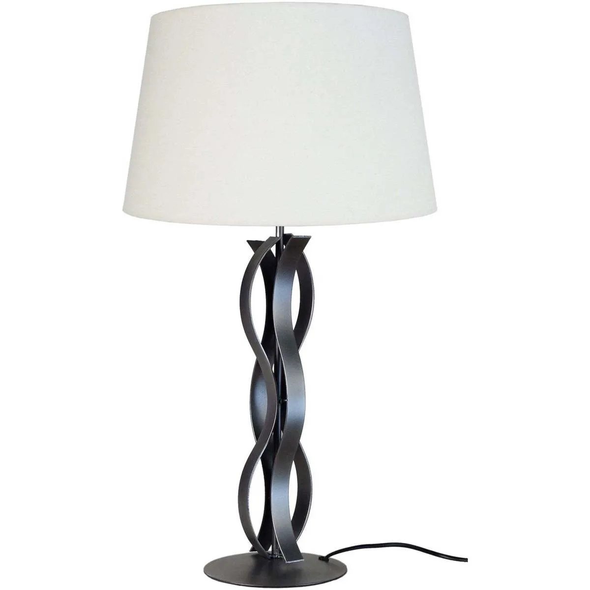 Lámpara de Mesa redondo metal antracita y crudo