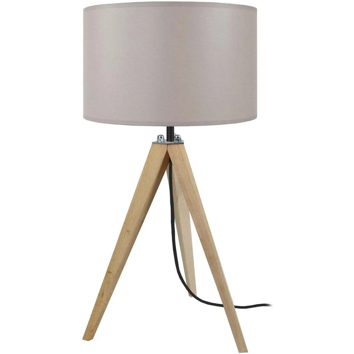 lámpara de noche redondo madera natural y taupe