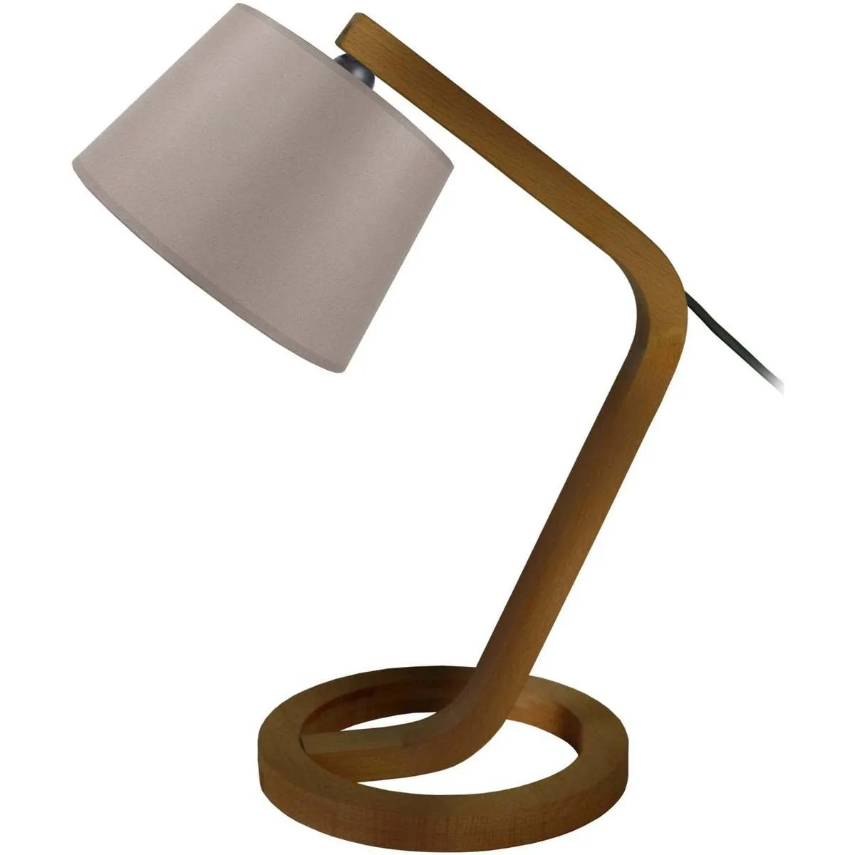 lámpara de noche redondo madera oscuro y taupe