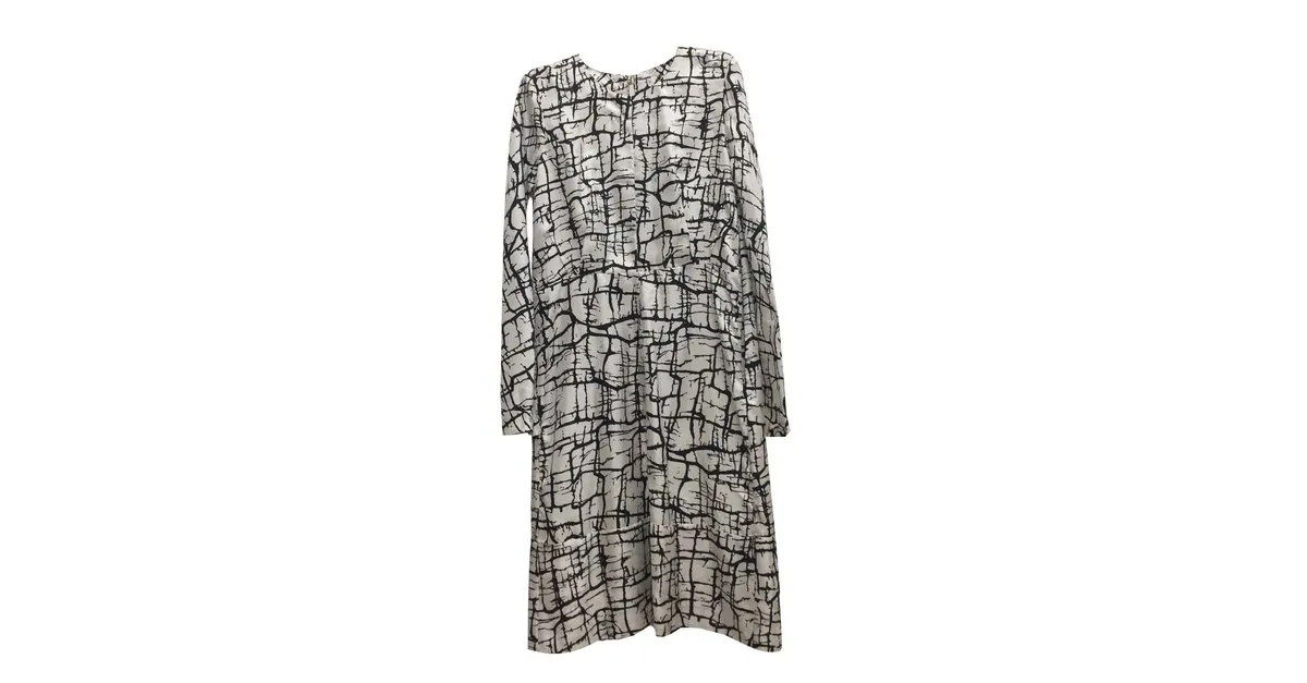 Marni Vestido de sarga de seda estampada Multicolor 